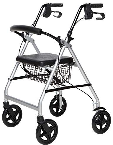 Parcura rollator indoor & outdoor - Faltbar und Leichtgewicht - Inkl. ergonomischer Rückenlehne + Korb + Anti-Leckage Räder