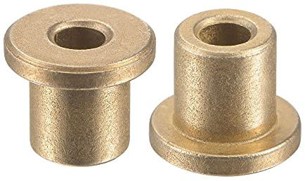 sourcing map Flange Sleeve Bearings 4mm Bore 8mm OD 10mm Length 12mm Flange Dia 2mm Flange Thickness Sintered Bronze Self-Lubricating Bushing 2pcs