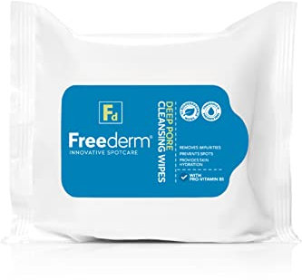 Freederm Fragrance Free Deep Pore Face Cleansing Wipes for Spot Prone Skin, Fights Spot Causing Bacteria, Biodegradable, 25-count