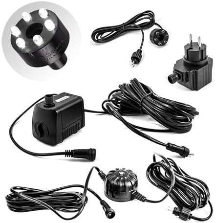 CLGarden Springbrunnen Pumpe SP1-L mit LED Beleuchtung und automatischer Lichtsteuerung
