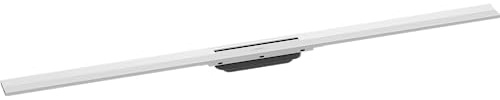 hansgrohe RainDrain Flex - set di canalina doccia accorciabile, canale di drenaggio 1200 mm, scarico a pavimento della doccia, bianco opaco