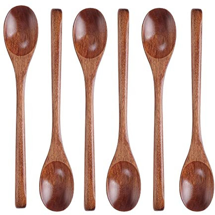 Kaffeelöffel Aus Holz, 6 Stücke Holzlöffel, Langstieliger Holzlöffel Für Kochen, Mischen Rühren Von Lebensmitteln