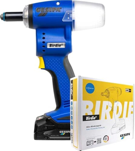 Gesipa Blindnietgerät (mit 1x Akku 2,0 Ah und 1x Ladegerät im Karton, Setzkraft 10.000 N, Blindniete bis Ø 5 mm aller Werkstoffe, Alu bis 6 mm, Akku Nietgerät) 1746722