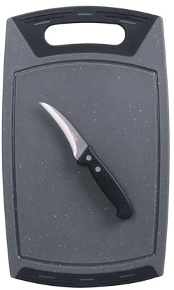STONELINE 2-teiliges Set aus Schneidebrett und Gemüsemesser, 9 cm Klinge aus Edelstahl, Schälmesser Küchenmesser Set Edelstahl Messer Set