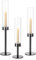 Kerzenständer Glas Kerzenhalter Stabkerzenhalter Schwarz: Candeldo 3er Set Windlicht Kerzenleuchter Modern Kerzenhalter für Stabkerzen Glaszylinder Deko Wohnzimmer Weihnachten Tischdeko