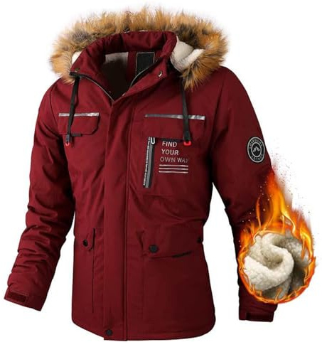 Veste d'hiver légère coupe-vent avec capuche - Veste matelassée d'hiver chaude - Veste à capuche - Veste de loisirs - Parka fonctionnelle - Manteau d'extérieur - Veste demi-saison pour la randonnée,