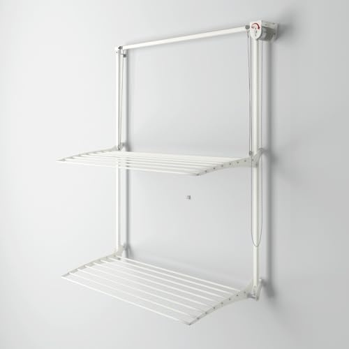 foxydry Wall Plus Wäscheständer Wandmontage, vertikal, ausziehbar, einziehbar, verschließbar für Innen und Außen (Weiß Gerade, 88 cm)