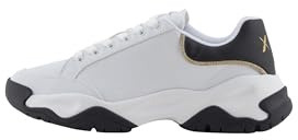 Armani Exchange Zapatillas para Mujer Wonder, Suela Gruesa, Detalles Dorados, Op White Black, 38 EU