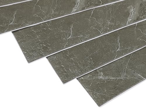 HarBin-Star PVC Bodenbelag, 24 Fliesen Selbstklebende Vinyl-Fliesen - Vinylboden - Grau - Marmoreffekt 60cm x 30cmx 1.3mm - Dicke 1.3 mm (Grau)