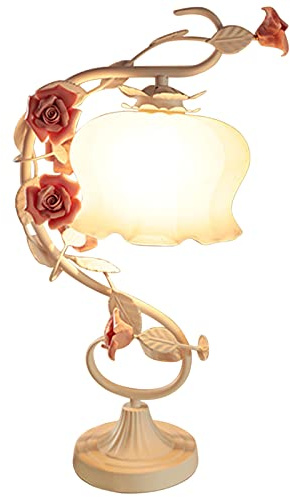 DeeDuud Tischlampe Handgemachte, Nachttischlampe Rosenlampe Höhe 50 cm mit 5 W LED-Glühbirne für Nachttisch Wohnzimmer Schlafzimmer Dekoration