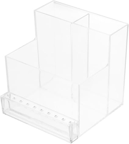 Angoily Nail Drill Bits Holder 10 Holes Bits Storage Box Pencil Holder Clear Acrylic Pen Organizer Manicure Tool Organizer Displayer Stand