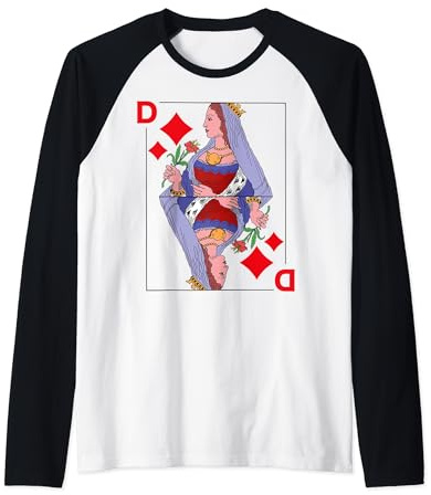 Spielkarte Dame Queen Karo Karte Kostüm Fasching Gruppen Raglan