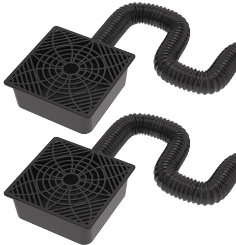 2 Pack Gutter Downspout Extensions,Catch Basin Low Profile Downspout Extender | No Deep Dig Catch Basin, Flexible Pipe Extension to 5.1ft, Protect House Foundation