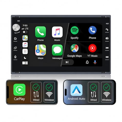 Linux Autoradio Display für Golf 4 Polo 3/4 Passat B5 CarPlay Android Auto | 2s Schnellstart,Plug&Play Einbau,CANBUS,für VW Sharan Transport T4/T5 Lupo Leon 1M,Lenkradsteuerung,Bluetooth,DSP,FM RDS,USB