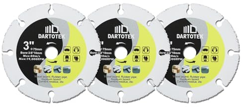 Disco da taglio per legno in carburo - DARTOTEK 75mm*3pcs Legno Lama per sega circolare Pergola 10mmLama da taglio in carburo di tungsteno per Gomma Plastica