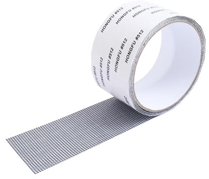 Nastro Adesivo di Riparazione per Zanzariere (5cm x 2 m), Tagliabile, Impermeabile, Forte Aderenza | Ripara Zanzariera | Nastro Ripara Zanzariere Invisibile (Nero)