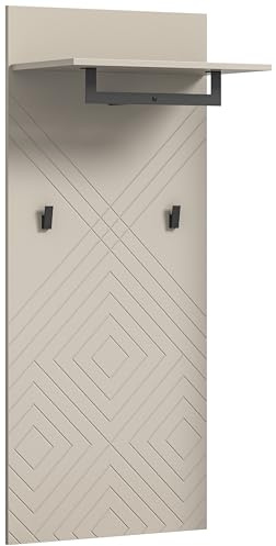 xonox.home Garderobe Notes Wandpaneel Paneel Wandboard Wandgarderobe Garderobenwand Garderobenpaneel Flurpaneel Front sandbeige melamin Korpus sandbeige matt MDF Tiefzieh, ca. 60x140x35 cm