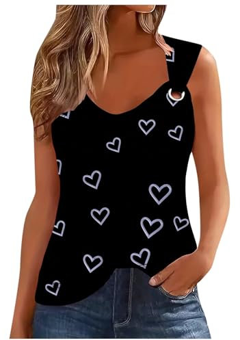 Damen Tank Top Sommer V-Ausschnitt Ärmellos Blusentop Bedruckte Sexy Weste Shirt Strand Top Camisole Tank Yoga Crop Tops Weste Damen Sommer