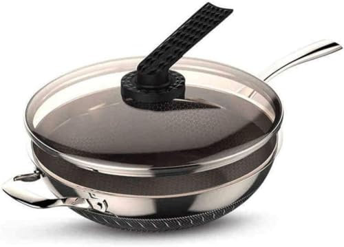 Pentola Wok in Acciaio Inossidabile Senza Fumo d'olio Padella Antiaderente Strato di permeazione Wok Fornello a induzione a Gas Universale