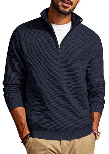 PJ PAUL JONES Pullover Herren Troyer mit Reissverschluss Arbeitspullover | Half zip, rollkragenpullover, v-ausschnitt, feinstrick, soft, winter warm