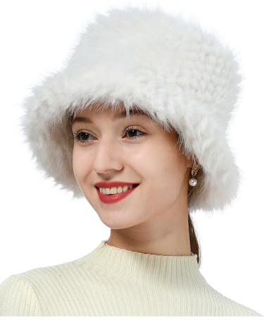 Soul Young Femme Chapeau bob Cloche d'hiver en Fausse Fourrure pelucheuse(Blanc, Taille Unique)