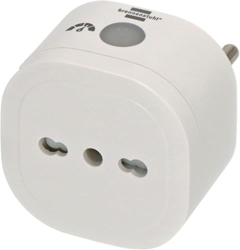 Brennenstuhl Italienische Smart Steckdose mit Verbrauchsüberwachung - Intelligente WiFi-Steckdose kompatibel mit Alexa, Google Home und Matter - Smart Plug mit Sprachsteuerung und Fernbedienung - Weiß