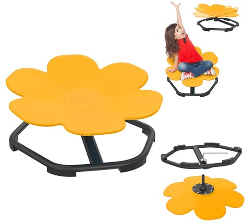 YRHome Karussell Autismus Kinder Drehstuhl Sensorischer Drehstuhl Autismus-Sensorikspielzeug 360°-Drehsitz Balance Schaukel Balance Stuhl für Physische Koordination & Gleichgewicht Gelb