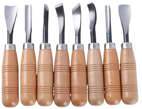 GZKDKZB Kit di 8 Utensili per Intaglio del Legno affilati, scalpello per Intaglio, Artigianato scultoreo, picchio, Utensili per Intaglio del Legno a Mano secca, Intaglio a trucioli