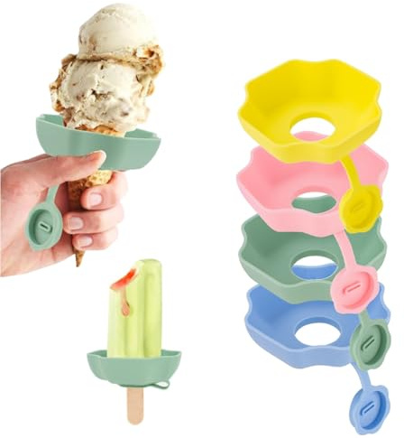 Hummcqit 4PCS Ice Cream Stand Silicone Popsicle Stand Leakproof Ice Cream Stand Ice Lolly Holder Drip Catcher Ice Cream Pop Holder for Pool Party Home Gadget (4pcs)