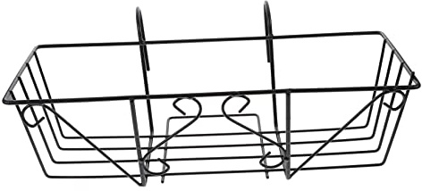 Happyyami Iron Plant Stand Flower Rack Balcony 20.04X7.47X5.89In Wall Mounted Hanging Square Black European Style Metal Flower Pot Holder