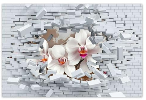H10403M_WGNS1E Stickers muraux Motif orchidée blanche 60 x 40 cm