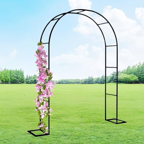 Arco da giardino in acciaio inossidabile, traliccio in metallo, robusto, 80350 cm, arco per la crescita di ortaggi, per padiglione da giardino con base (nero, 180 cm di larghezza x 220 cm di altezza)