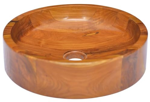 Basin Solid Wood Teak Vessel Sink, Modern Bathroom Vanity Washbasin, Countertop Hand Face Wash Lavabo