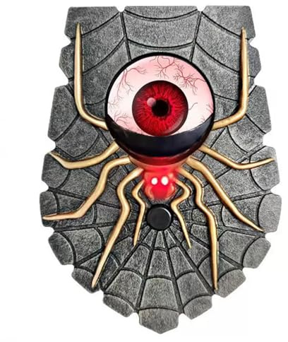 KEELYY Halloween Klingel Augapfel Türklingel, Leuchtender Augen mit Spooky Sounds, Halloween Deko Tür Gruselige Party Requisite, Spinnen