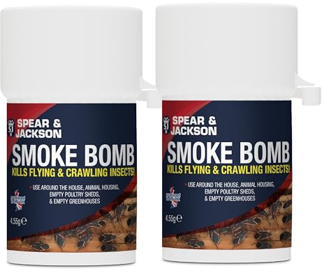Spear & Jackson Smoke Bomb Fogger, 2 x 4.55g, For Effective Control Of All Flying and Crawling Insects