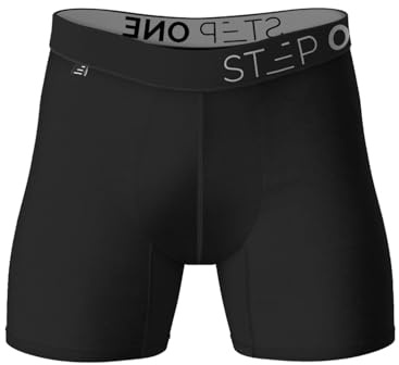 STEP ONE Boys Underwear Boxer Briefs, 1 Pair, Kids Boxers, Moisture Wicking, 3D Pouch +Anti Chafe Bamboo Boys Underpants Black 8-10Y