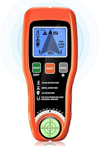 Rilevatore di cavi 7 in 1, rilevatore di cavi Tud Finder, rilevatore di bulloni multifunzione con display LCD, rilevatore di metalli per trovare linee elettriche, travi in legno, tubi metallici, ecc