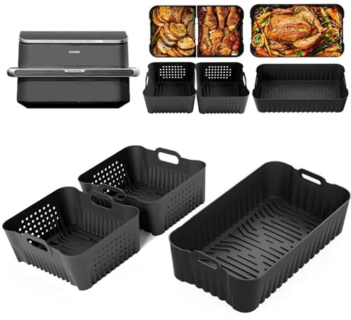 Molde de silicona Air Fryer para COSORI Air Fryer 10L Twinfry, plato de silicona Air Fryer para Airfryer Cosori 10L y Ninja AF500EU 10,4L (molde 3PCS)