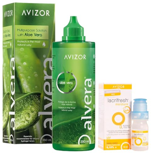 Pack Cuidado Lentillas: Solución Única Alvera 350ml + Lacrifresh Moisture Gotas 15ml para Limpieza, Hidratación y Alivio Ojo Seco
