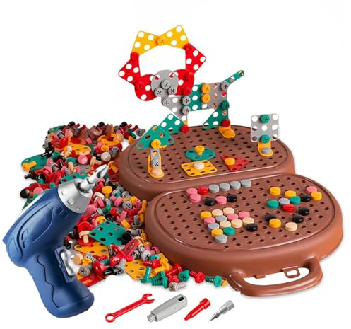 Tyinerc Coffret à Outils Jouet - 203 Pièces Boîte à Outils Créative avec Perceuse Électrique,Jeu Éducatif et Amusant pour Apprendre à la Maison en Famille Extérieur Périscolaire Fête Salle de Classe