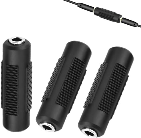 Noenaeni 3Pcs 3.5mm Female to Female Coupler, Stereo Audio Coupler Adapter, Gold Plated Headphone Jack Adapters, Aux Extension Connector for Headphones, Speakers, Audio Stereo Cables (Black)
