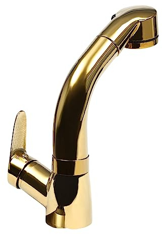 Badarmatur mit Ausziehbarer Brause, 360° Drehbar Einhand-Wasserhahn für Waschbecken