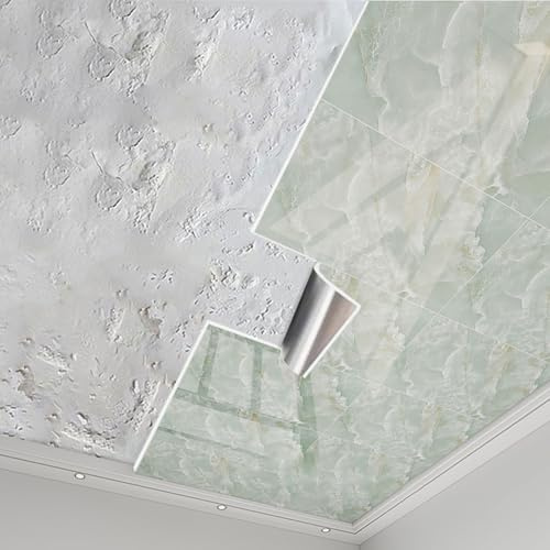 Enigmaire Dalles de Plafond Autocollantes en PVC pour Salle de Bain,Carreaux De Plafond À Décoller Et À Coller,Dalles de Plafond Suspendue en PVC imperméable,pour sous-Sol,Cuisine,Salle De Bain