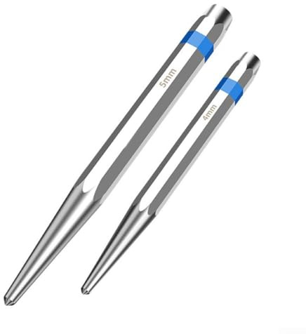 Lot de 2 poinçons centraux en alliage d'acier pour le marquage et le perçage du métal, du bois, du plastique, pointeau de localisation de précision avec tailles 4 x 120 mm et 5 x 150 mm