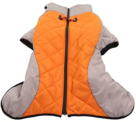 Reflektierende Hundewinterweste | Verdickende warme Jacke für kaltes Wetter | Rollkragenpullover für mittelgroße Hunde/Herbst-Winterkleidung | Isolierung aus grauer orange Polyester-Baumwolle (XL)