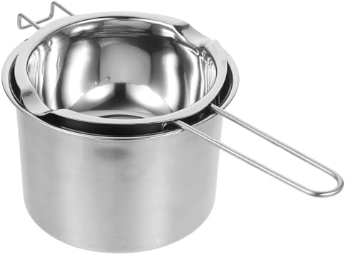 PRETYZOOM Pot à Fondre la Cire 600Ml en Acier Inoxydable avec Marmite Extérieure 16Cm Chauffe-Beurre et Chocolat pour Fabrication Bougies Ustensile Bain d'eau Polyvalent la Cuisine