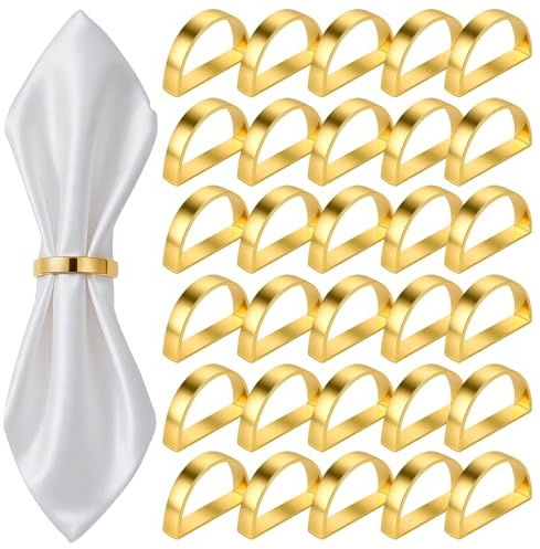 KEILEOHO 30 stycken servettringar guld, 5 x 1 x 3 cm servettringar, servettspännen guld för bröllop, fest, bordsdekoration
