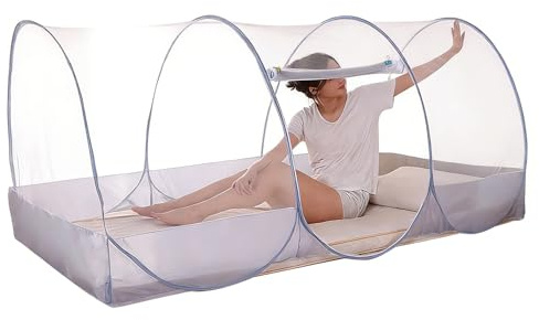 RNPKZ Faltbares Moskitonetz, Moskitonetz Pop Up 190x90x90cm,Faltbares Bettzelt,Einfache & SchnelleInstallation,Mosquito Netz Reise,Tragbares Einzelbett Moskitonetzs für Reisen Camping Wohnheim Zuhause