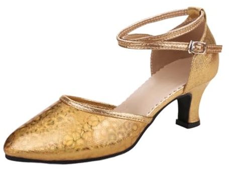 Chaussures de danse latine - Chaussures de danse standard - Chaussures de danse de carnaval avec ruban adhésif - Talons moyens - Élégantes chaussures de salle de bal pour le quotidien, les loisirs et