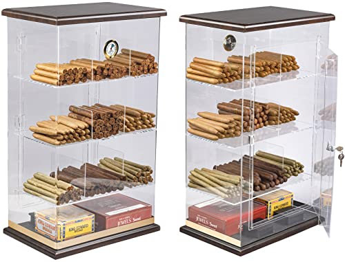 Prestige Import Gruppe – Acryl Display Zigarre Humidors Roosevelt Wood Clear Acrylic